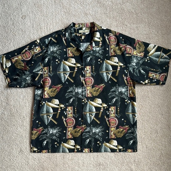 Tommy Bahama Other - Black Tommy Bahama Hawaiian Men's Silk Shirt